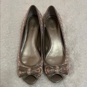 Anne Klein Women's Beige Peep Toe Heels with Bow